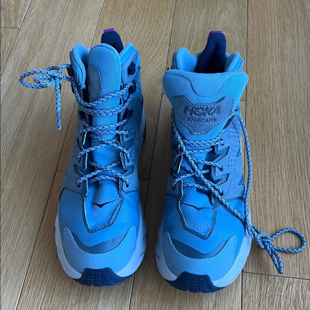 Hoka Anacapa GORE-TEX Blue Gray Athletic Hiking Trail Sneaker boot, 10.5